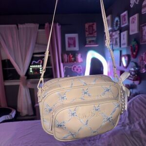 Betsey Johnson Bow Purse Cream and Light Blue Crossbody
